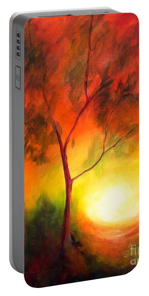 Landscape Portable Battery Charger featuring the painting A New Day by Alison Caltrider