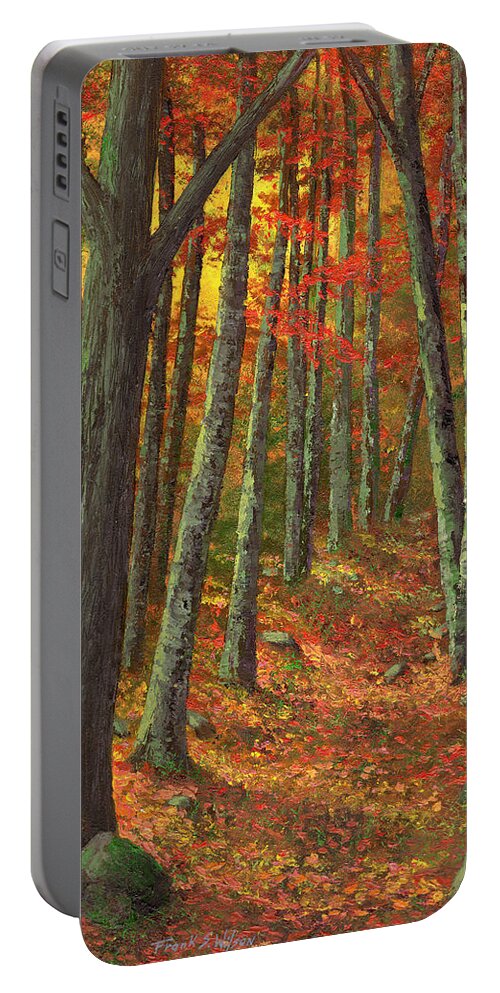 Road In The Woods Portable Battery Charger featuring the painting A Road Less Traveled by Frank Wilson