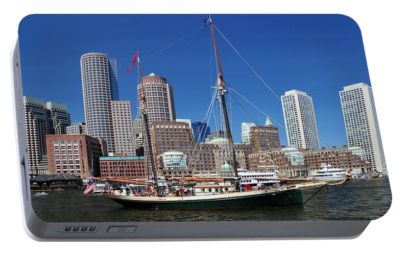 New England's Best Portable Battery Charger featuring the photograph A Ship in Boston Harbor by Mitchell Grosky