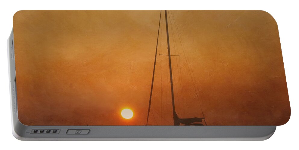 Sunset Portable Battery Charger featuring the photograph A Ship in the Night by Kim Hojnacki