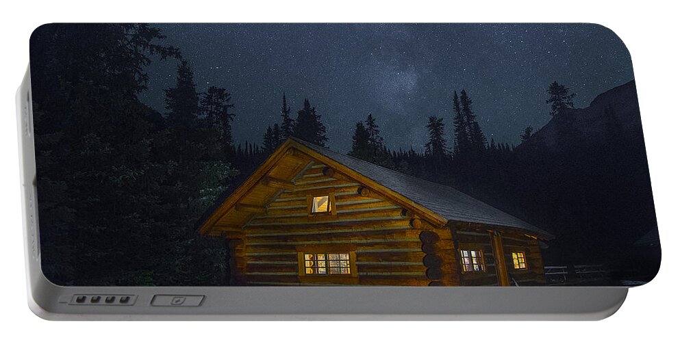 Cabin Portable Battery Charger featuring the photograph A Star Filled Night by Bill Cubitt