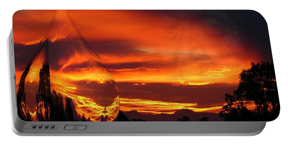 Sunrise Portable Battery Charger featuring the digital art A Teardrop In Time by Joyce Dickens
