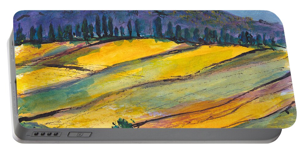 Painting Portable Battery Charger featuring the painting A Tuscan Hillside by Jackie Sherwood