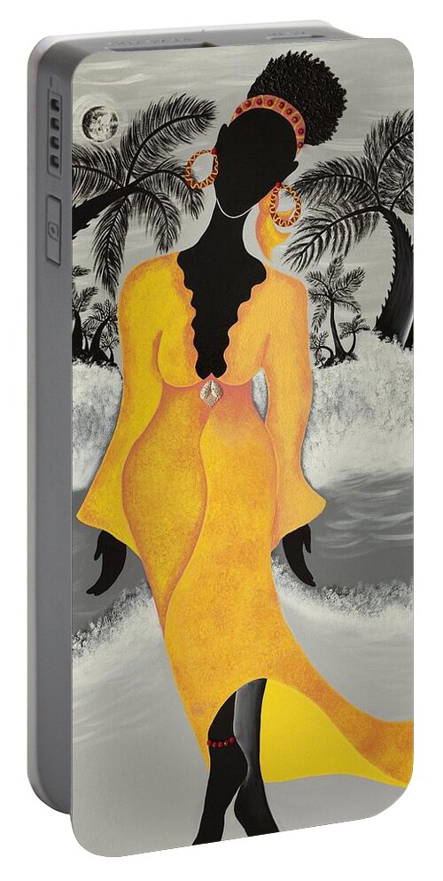 Beach Portable Battery Charger featuring the painting A Version of Self by Patricia Sabreee