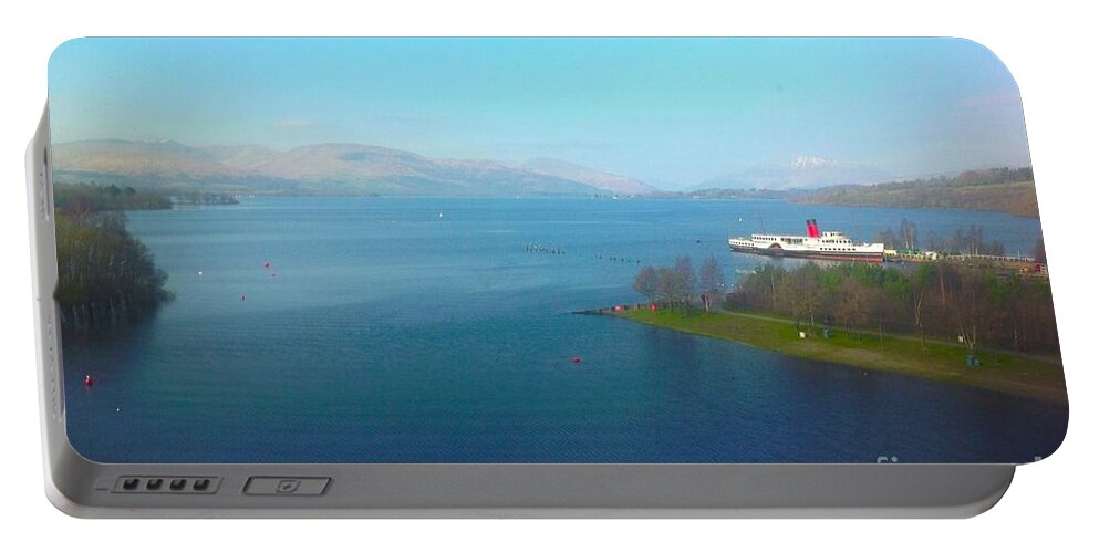 Loch Views Portable Battery Charger featuring the photograph A View of Loch Lomond at Balloch 2 by Joan-Violet Stretch