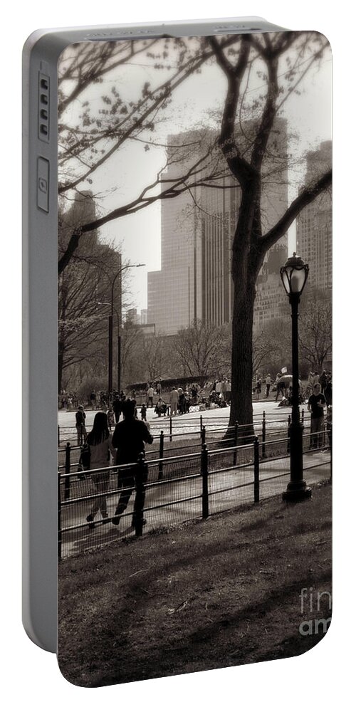 Central Park Portable Battery Charger featuring the photograph A Walk in Central Park - Antique Appeal by Miriam Danar