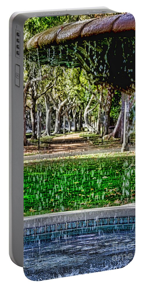 Fountain Portable Battery Charger featuring the photograph A Walk In The Park by Diana Sainz by Diana Raquel Sainz