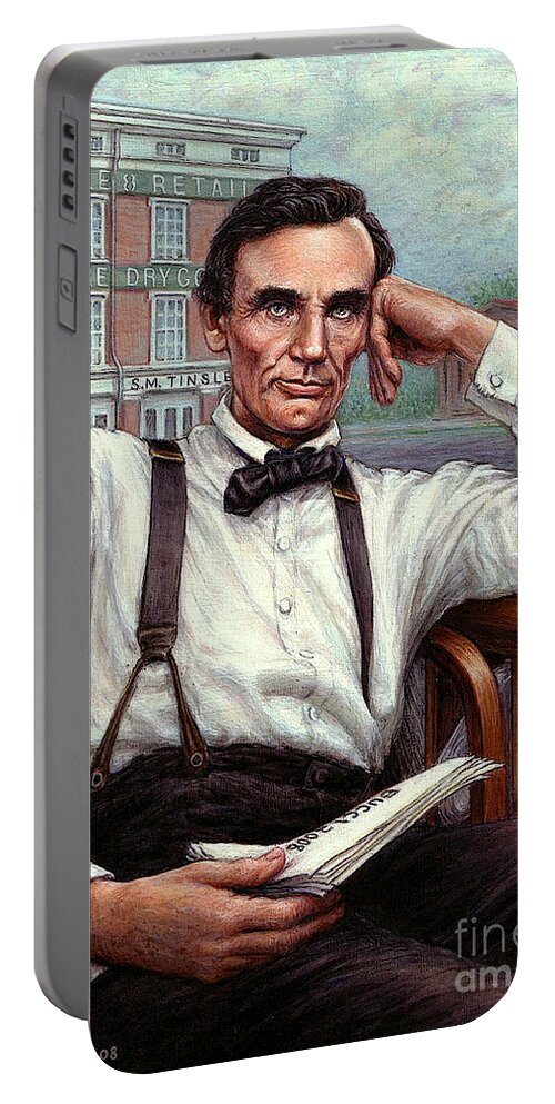 Occupy China Portable Battery Charger featuring the painting Abraham Lincoln of Springfield Bicentennial Portrait by Jane Bucci