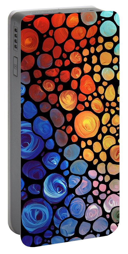 Abstract Portable Battery Charger featuring the painting Abstract 1 - Colorful Mosaic Art - Sharon Cummings by Sharon Cummings