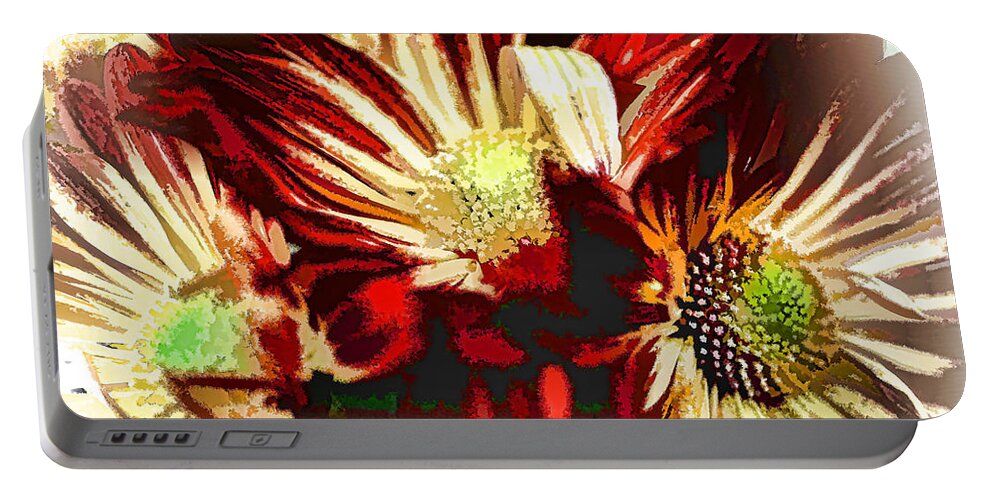 Chrysanthemum Portable Battery Charger featuring the photograph Abstract Chrysanthemums by Charles Muhle