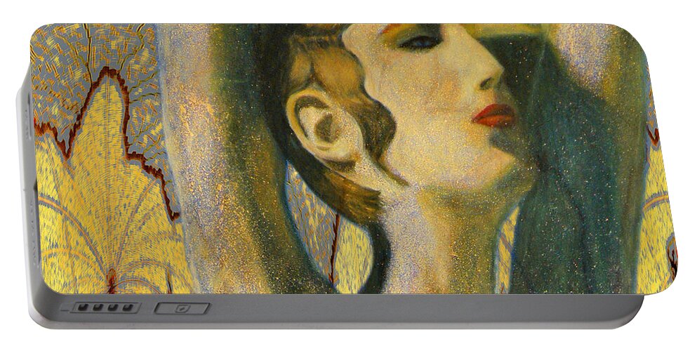 Augusta Stylianou Portable Battery Charger featuring the digital art Abstract Cyprus Map and Aphrodite by Augusta Stylianou