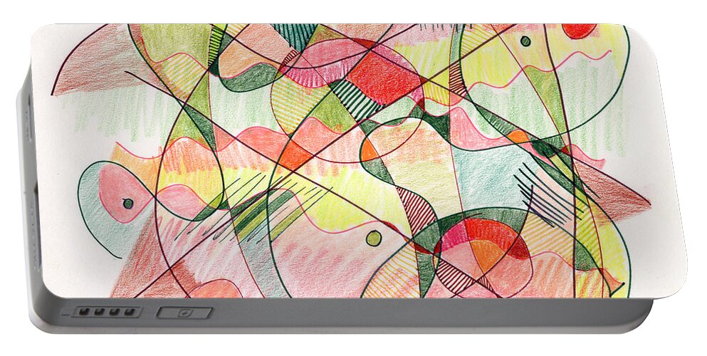 Abstract Portable Battery Charger featuring the drawing Abstract Drawing Twenty by Lynne Taetzsch