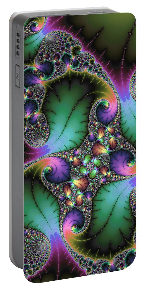 Fractal Portable Battery Charger featuring the digital art Abstract fractal art with jewel colors by Matthias Hauser
