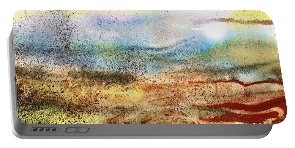Abstract Portable Battery Charger featuring the painting Abstract Landscape Morning Mist by Irina Sztukowski