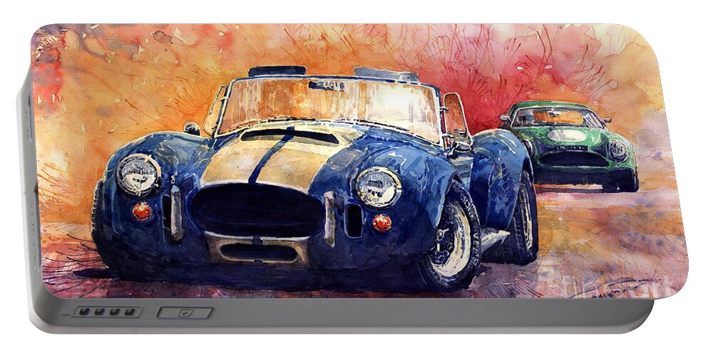 Shevchukart Portable Battery Charger featuring the painting AC Cobra Shelby 427 by Yuriy Shevchuk