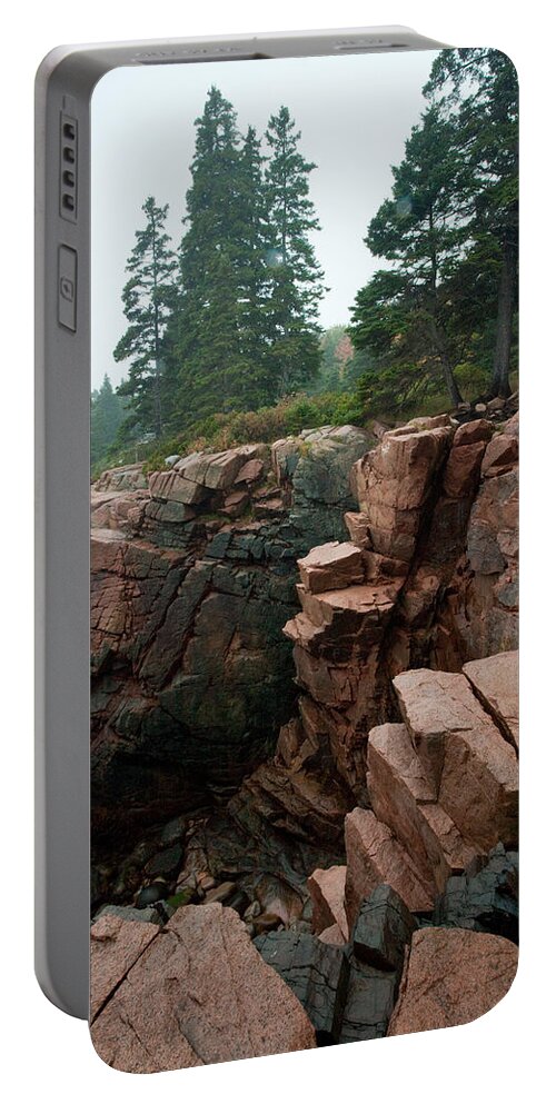 Landscape Portable Battery Charger featuring the photograph Acadia Fog near Monument Cove 4336 by Brent L Ander