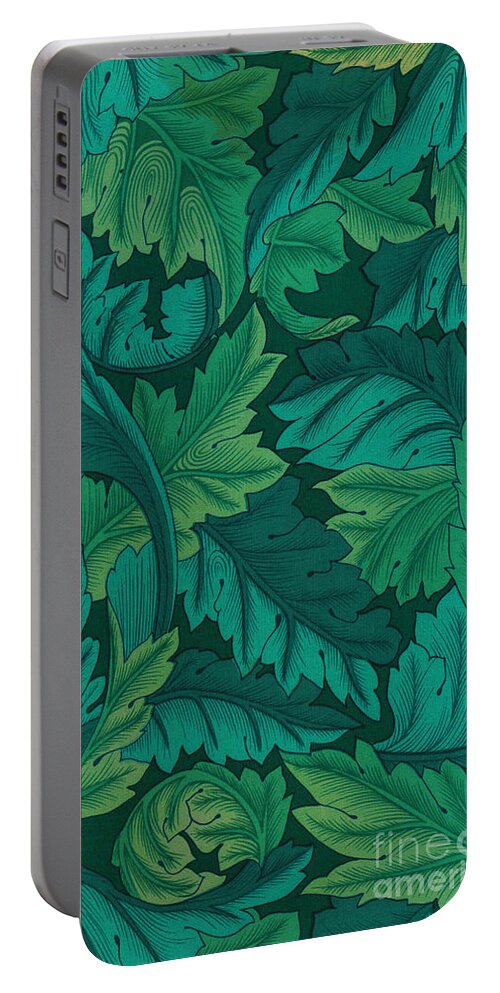 Vintage Portable Battery Charger featuring the digital art Acanthus Leaves in Jade Green by Melissa A Benson