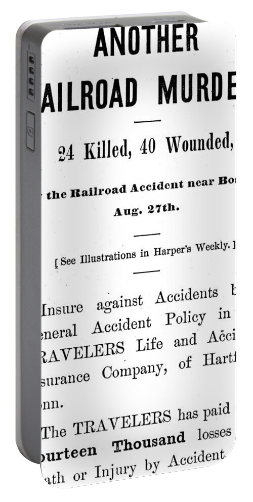 1871 Portable Battery Charger featuring the painting Accident Insurance, 1871 by Granger