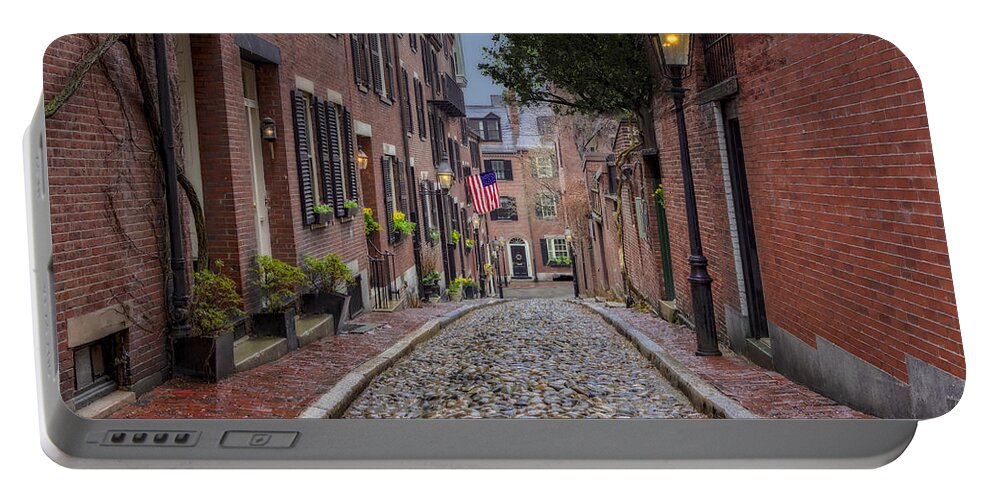 Acorn Street Portable Battery Charger featuring the photograph Acorn Street Boston by Susan Candelario