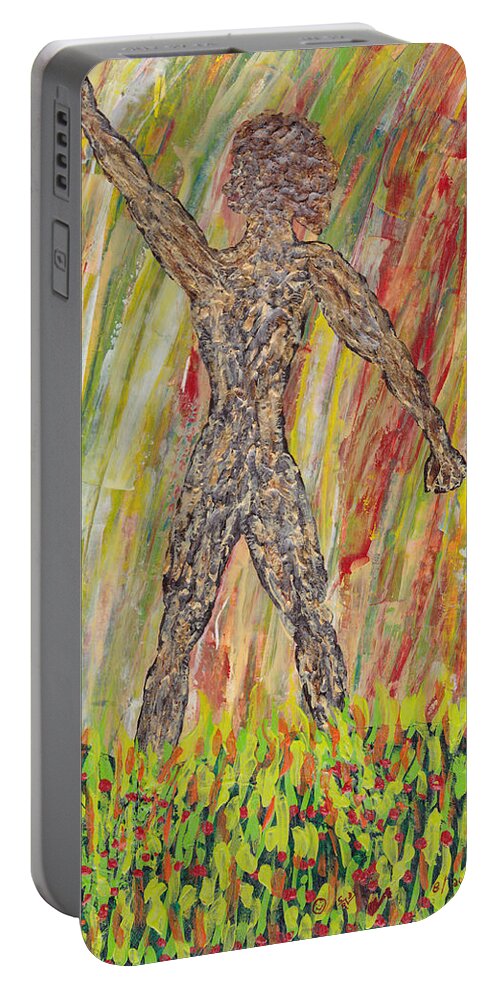 Acrylic Portable Battery Charger featuring the painting Acrylic Man by Carl Deaville