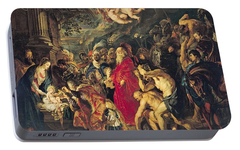 Three Kings Portable Battery Charger featuring the photograph Adoration Of The Magi, 1610 Oil On Canvas by Peter Paul Rubens