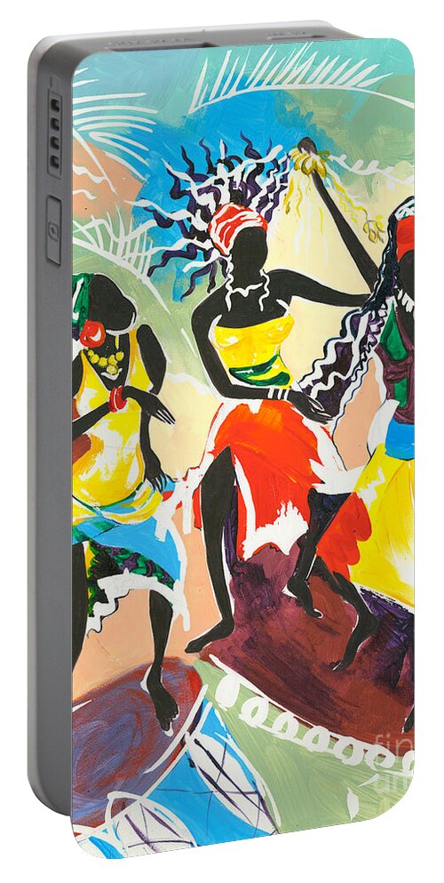 Paintings Portable Battery Charger featuring the painting African Dancers No. 4 by Elisabeta Hermann