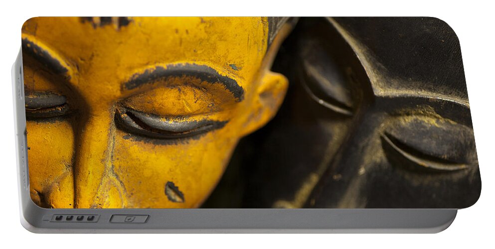 Abstract Portable Battery Charger featuring the photograph African Masks by Raul Rodriguez