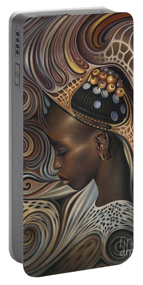 African Portable Battery Charger featuring the painting African Spirits II by Ricardo Chavez-Mendez