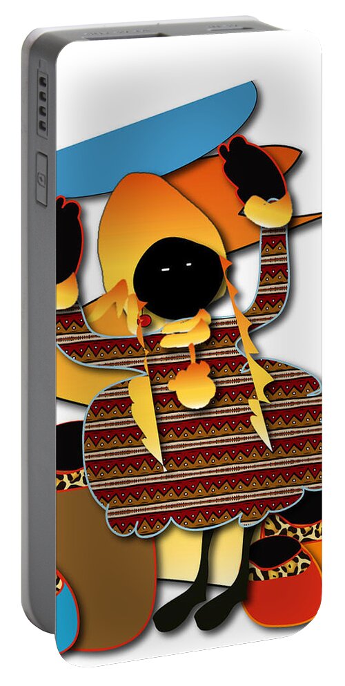 African Art Portable Battery Charger featuring the digital art African Worker by Marvin Blaine
