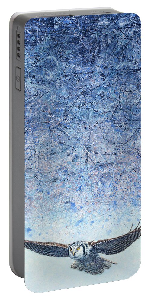 Owl Portable Battery Charger featuring the painting Ahead of the Storm by James W Johnson