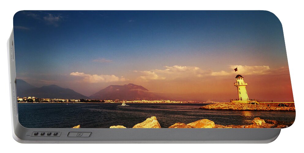 Alanya Portable Battery Charger featuring the photograph Alanya Lighthouse by Jelena Jovanovic