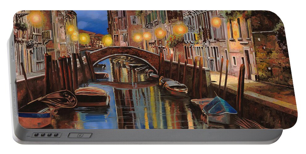 Venice Portable Battery Charger featuring the painting alba a Venezia by Guido Borelli
