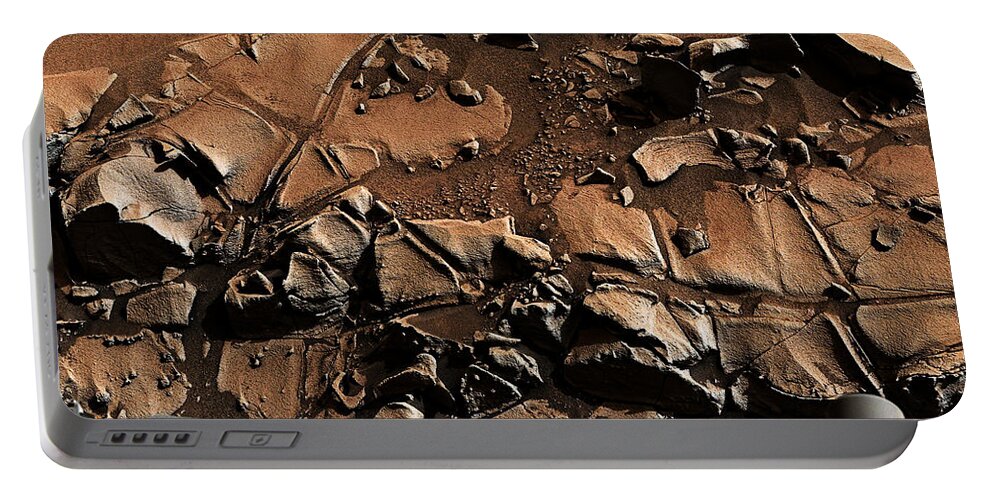 Curiosity Mars Rover Portable Battery Charger featuring the photograph Alexander Hills bedrock in Mars by Weston Westmoreland