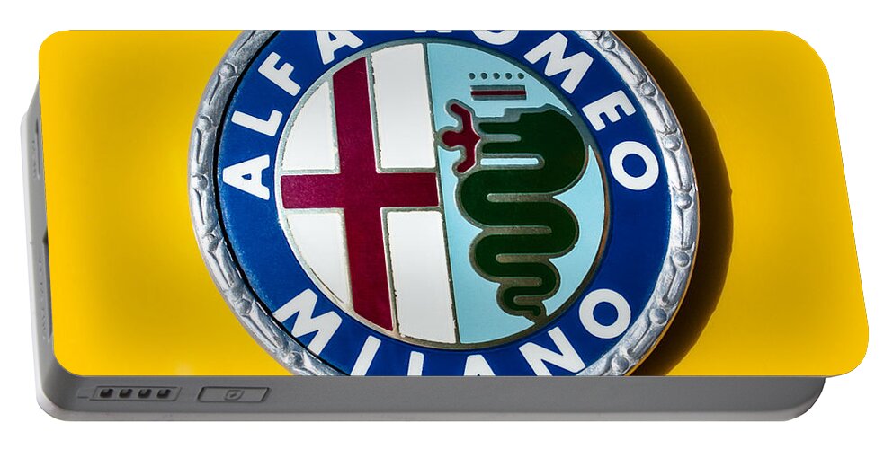 Alfa-romeo Logo Portable Battery Charger featuring the photograph Alfa Romeo Emblem by Jill Reger
