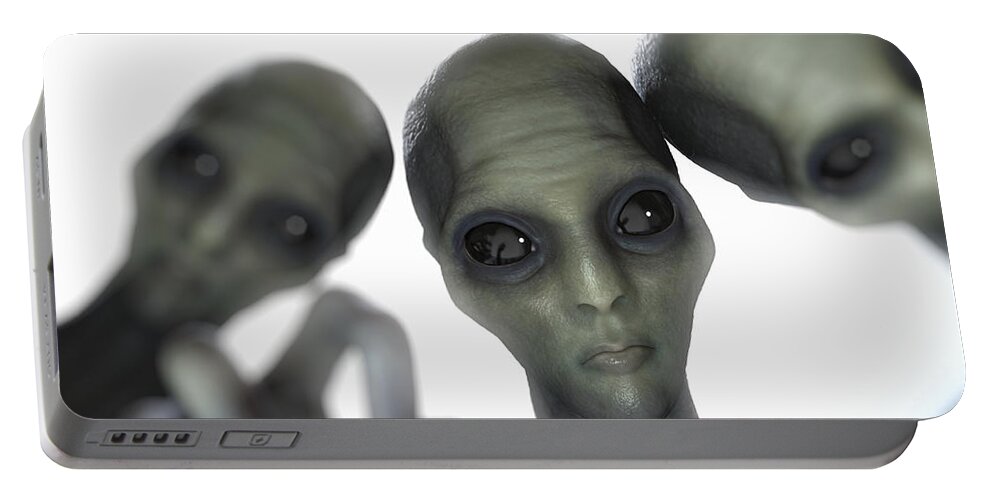 White Background Portable Battery Charger featuring the photograph Alien Abduction by Science Picture Co