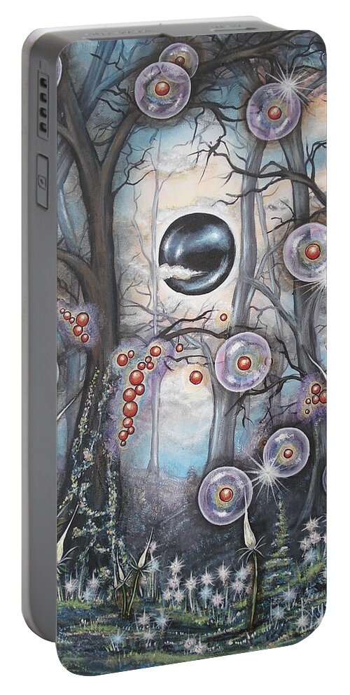 Forest Portable Battery Charger featuring the painting Alien seed by Krystyna Spink