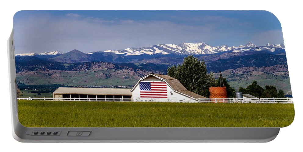 American Flag Portable Battery Charger featuring the photograph All American Farm by Teri Virbickis