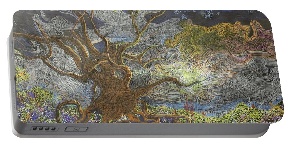 Impressionism Portable Battery Charger featuring the drawing All In The Woven by Stefan Duncan