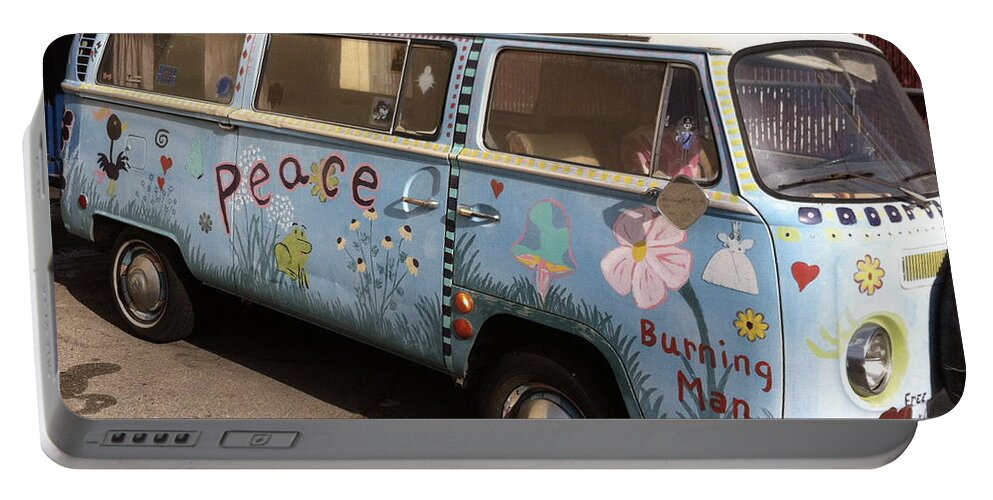 Vw Portable Battery Charger featuring the painting All We Want is Peace by Gerry High