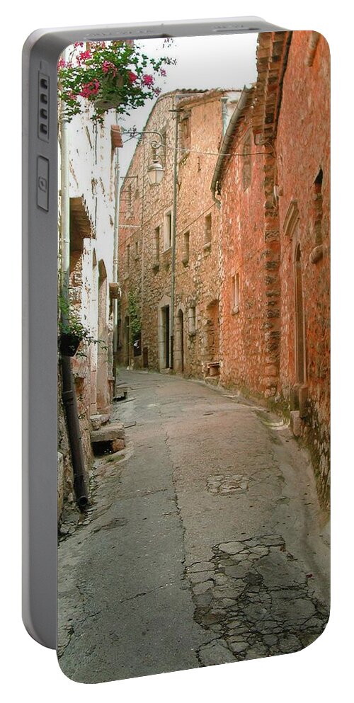 Alley Provence France Tourrette-sur-loup Portable Battery Charger featuring the photograph Alley in Tourrette-sur-Loup by Susie Rieple