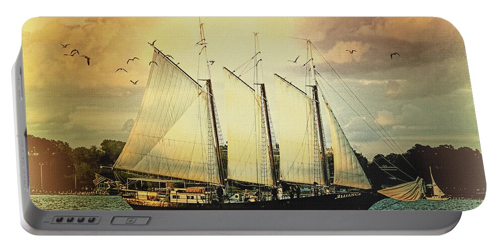 Yorktown Portable Battery Charger featuring the photograph Alliance Schooner by Ola Allen