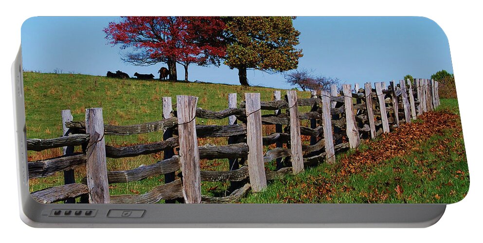 Trees Portable Battery Charger featuring the photograph Along the fence by Eric Liller