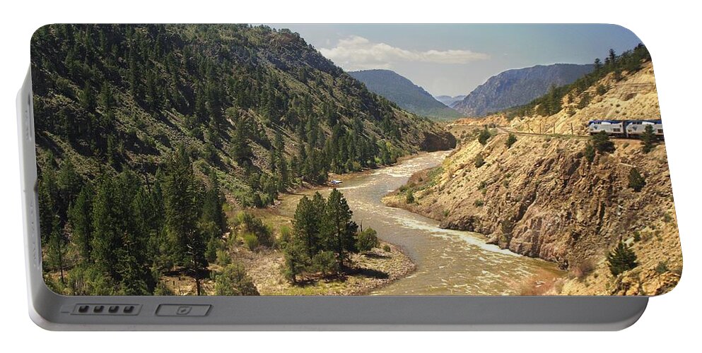 Amtrak Portable Battery Charger featuring the photograph Along the River - Wide by Steve Ondrus