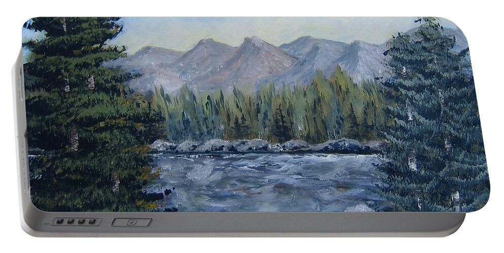 Colorado Landscape Portable Battery Charger featuring the painting Along the Way by Suzanne Theis