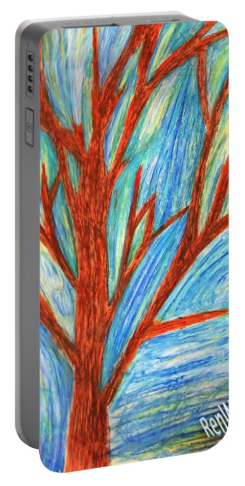 Tree Portable Battery Charger featuring the painting Aloushi's Abstract by Renee Michelle Wenker