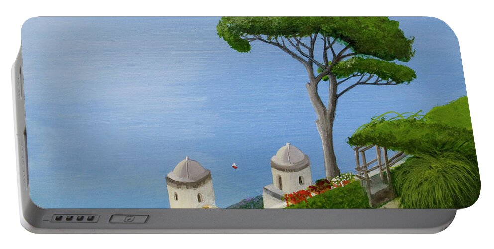 Amalfi Portable Battery Charger featuring the painting Amalfi Coast from Ravello by Mike Robles