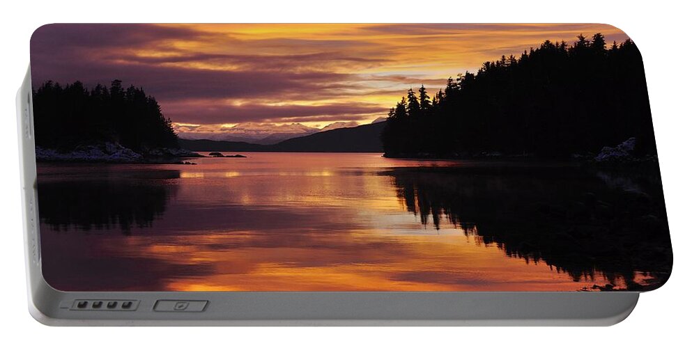 Sunset Portable Battery Charger featuring the photograph Amalga Harbor Sunset by Cathy Mahnke