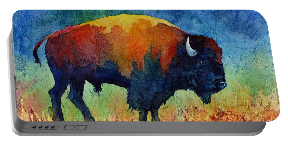 Bison Portable Battery Charger featuring the painting American Buffalo II by Hailey E Herrera
