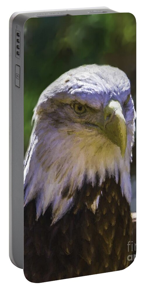Eagle Portable Battery Charger featuring the digital art American Made by Ken Frischkorn