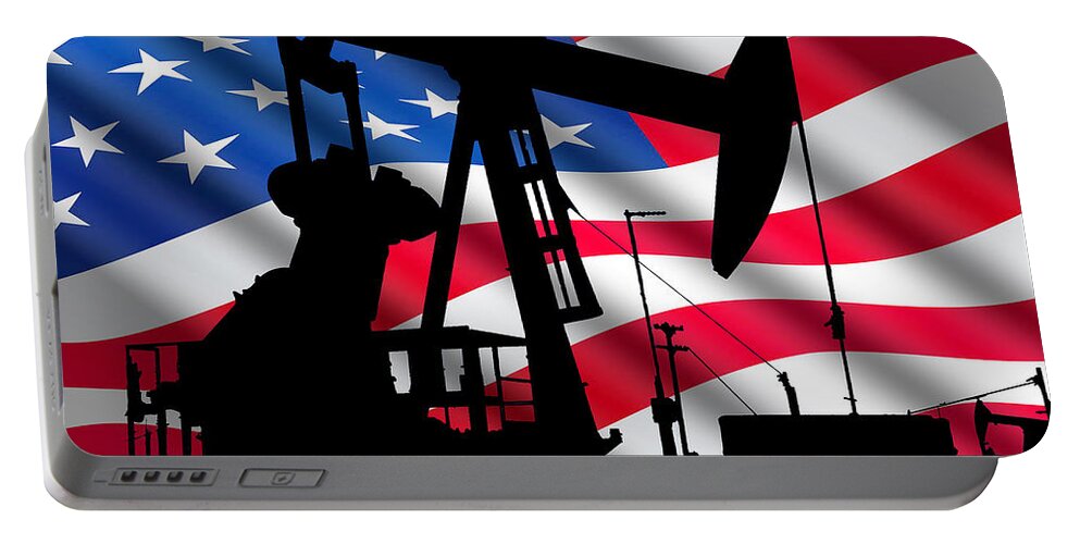 American Oil Portable Battery Charger featuring the digital art American Oil by Chuck Staley